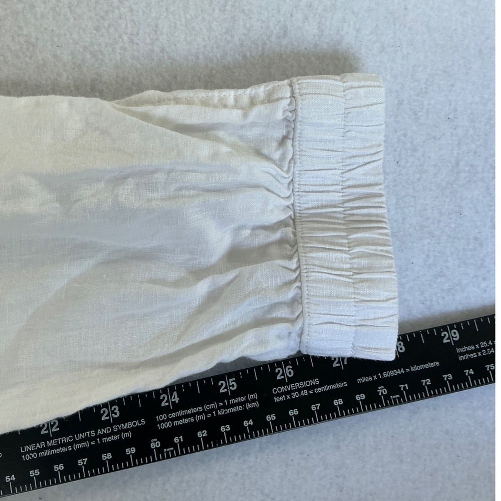 Nicole Miller Cargo Jogger Pants Womens Large White 100% Linen Elastic Waist - Picture 7 of 7